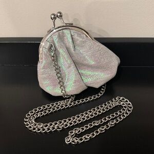 Urban Outfitters Iridescent Silver Clutch